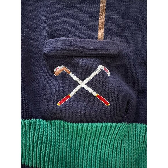 Disney Mickey VTG Green/Blue Mens Golf Cardigan Sweater XL? SEE MEASUREMENTS - Picture 7 of 12